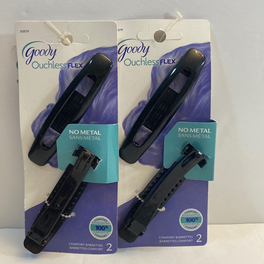 Goody Ouchless Flex Large Hair Clips Barrettes Black Brown